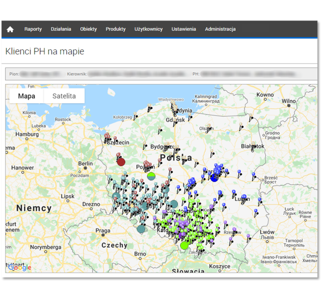 mapa sprzedaż na mapie van selling preselling, raport