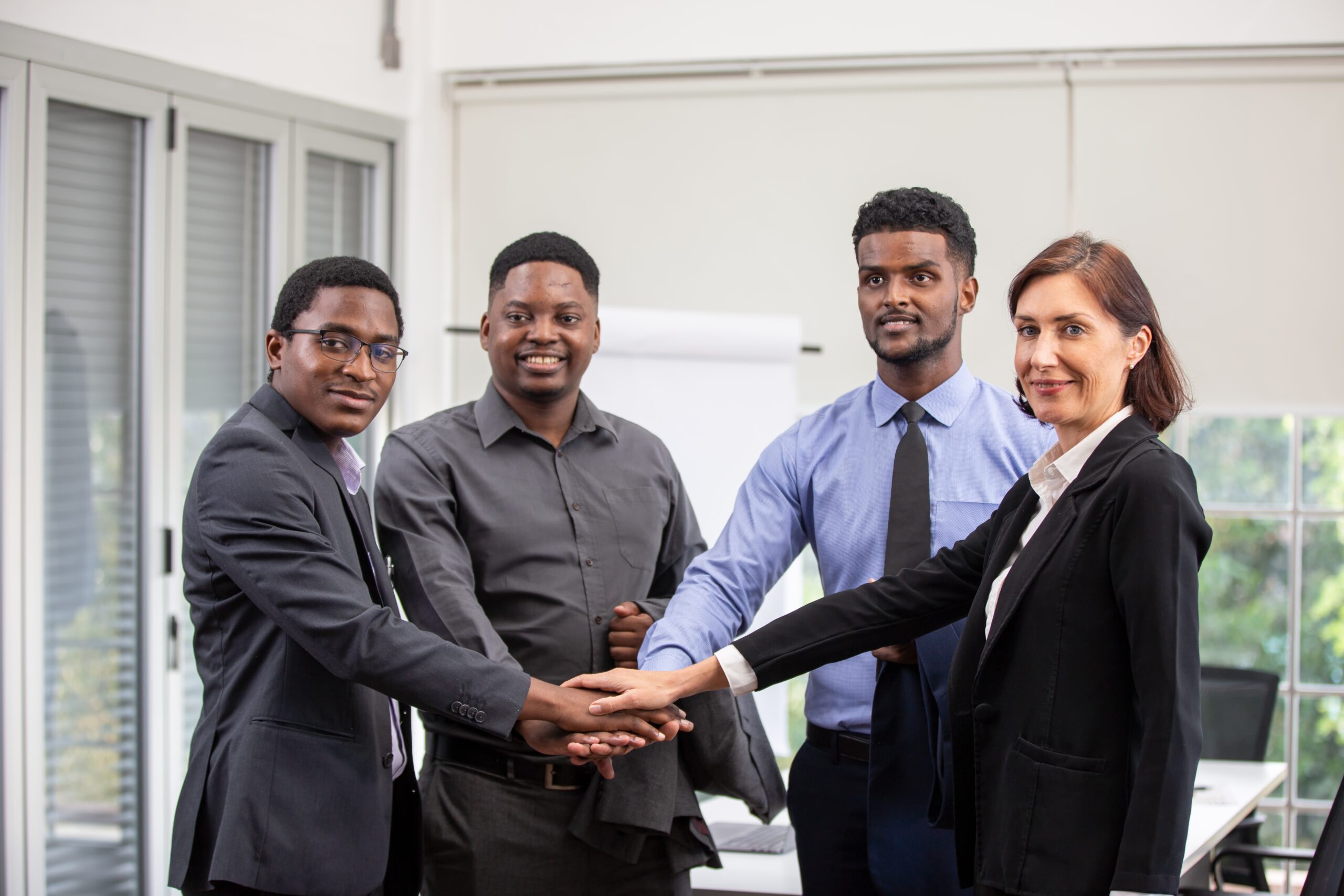 Diverse business team partnering to grow a SaaS reseller business in Africa.